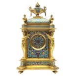 19th century French ormolu and champlevé enamel mantel clock,