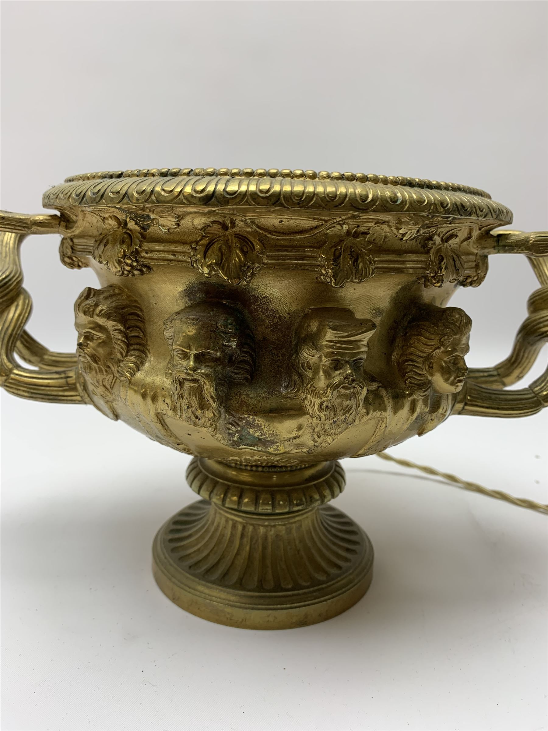 19th century Grand Tour gilt bronze campagna urn or Warwick vase - Image 3 of 9