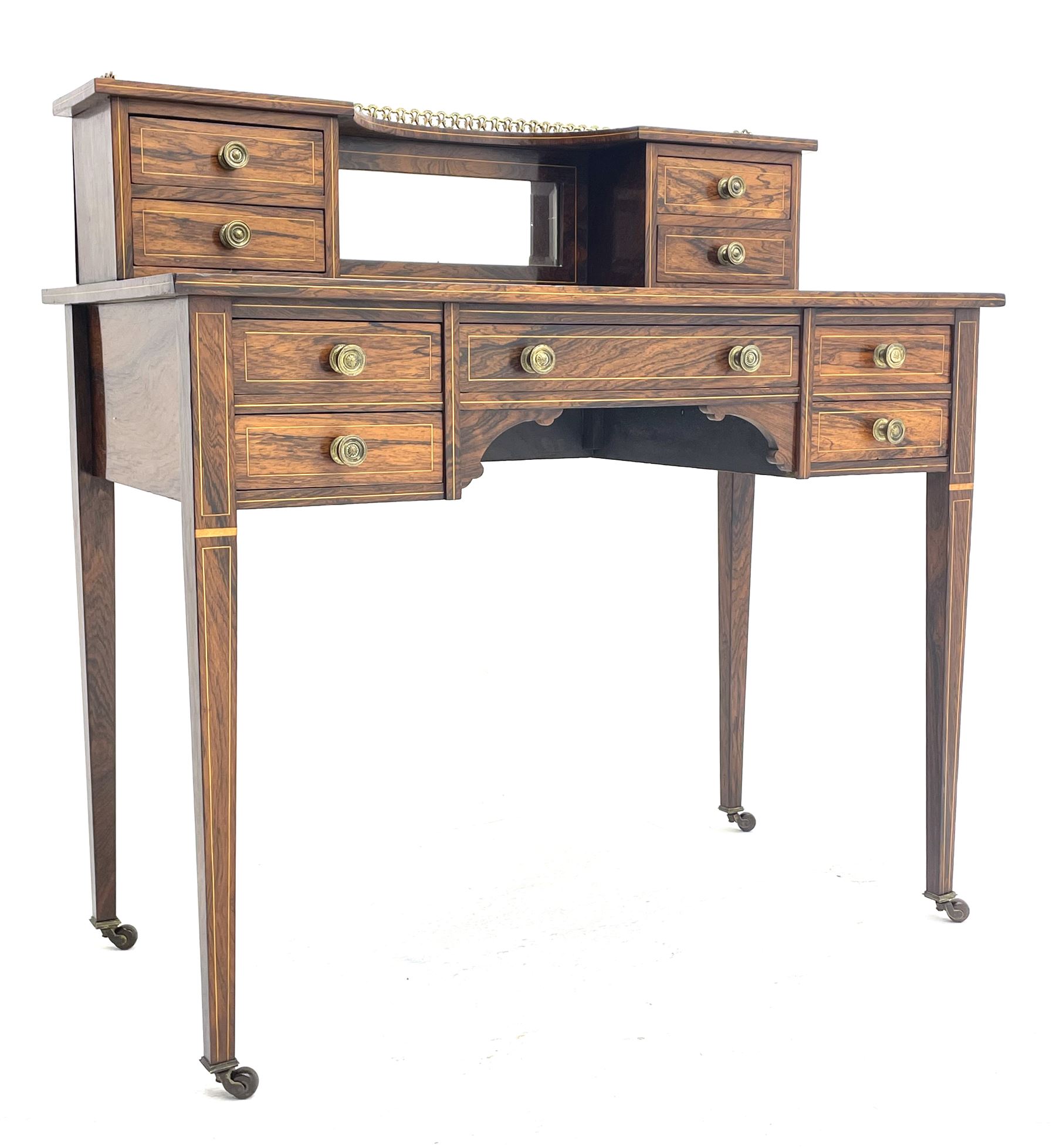 Late Victorian inlaid rosewood writing desk - Image 2 of 8