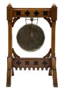 Late Victorian Aesthetic Movement walnut and ebonised dinner gong