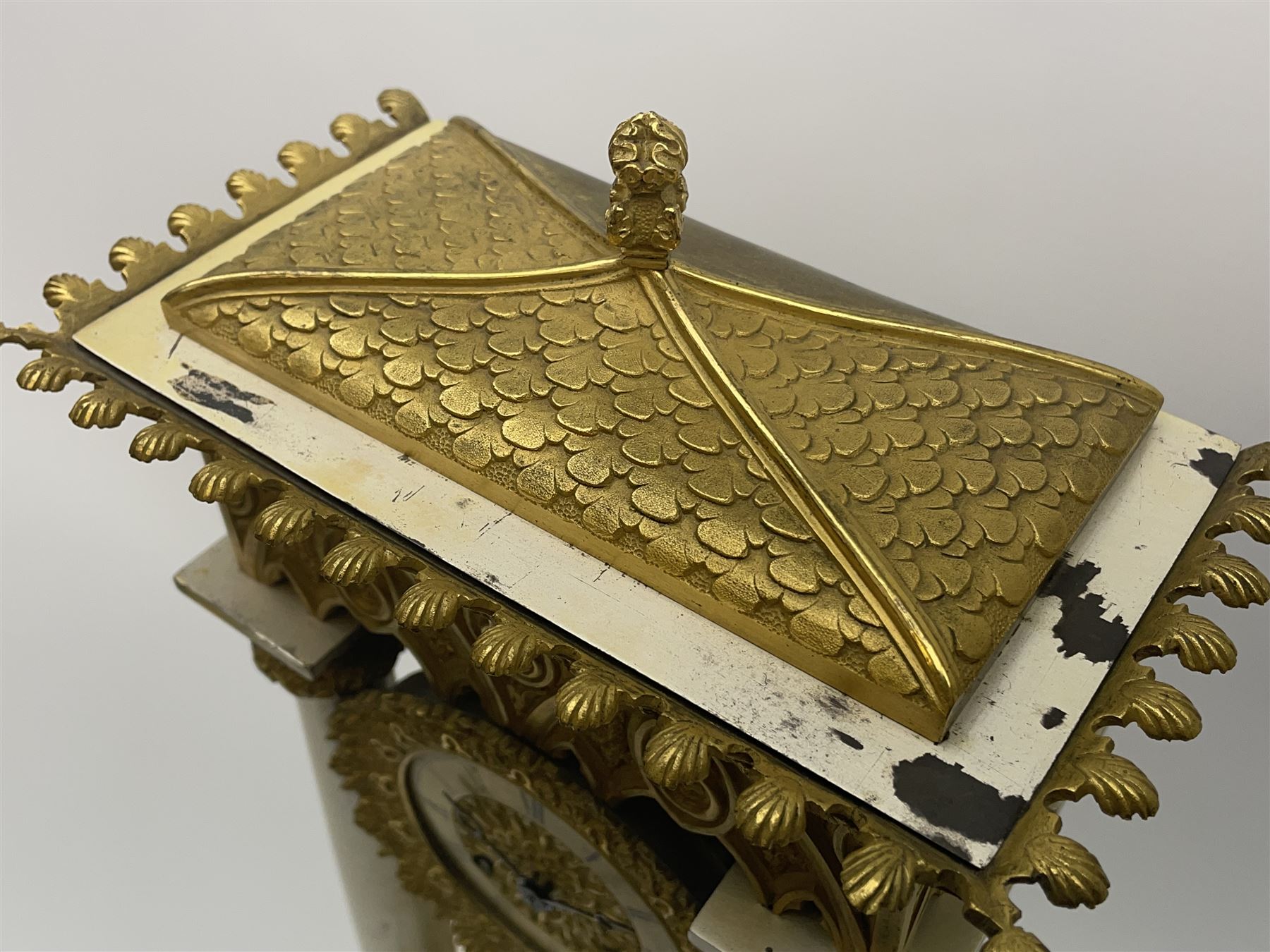 Mid 19th century French silvered and ormolu portico automaton clock in Gothic style case by Leroy A - Image 6 of 13