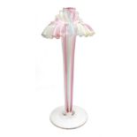 Late 19th century vaseline and cranberry candy stripe glass Jack-in-the-pulpit vase