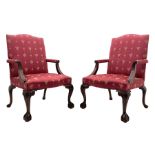 Pair Gainsborough style open armchairs