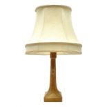 'Mouseman' carved oak table lamp with mouse signature