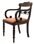 Regency mahogany elbow chair