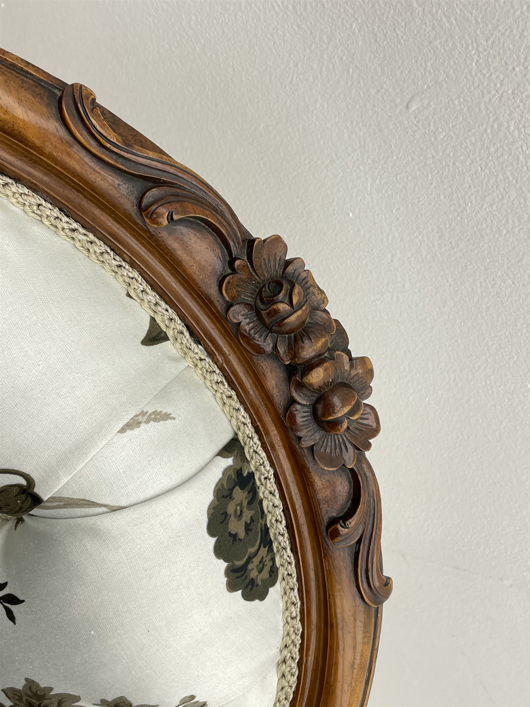 Victorian walnut framed open armchair - Image 6 of 8