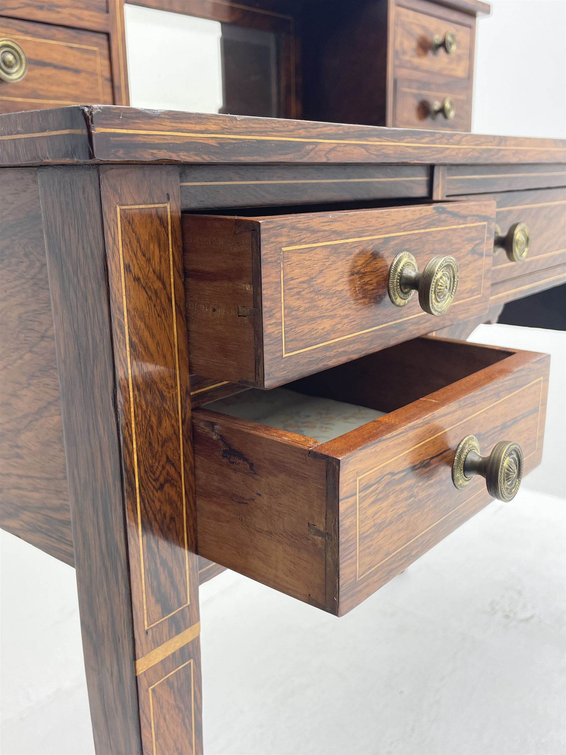 Late Victorian inlaid rosewood writing desk - Image 4 of 8