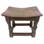 'Mouseman' 1940s adzed oak joint stool