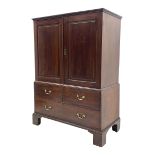 George III mahogany press cupboard on chest