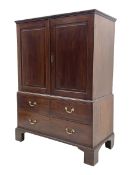 George III mahogany press cupboard on chest