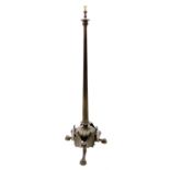 19th century heavy bronze floor standing lamp with traces of gilding