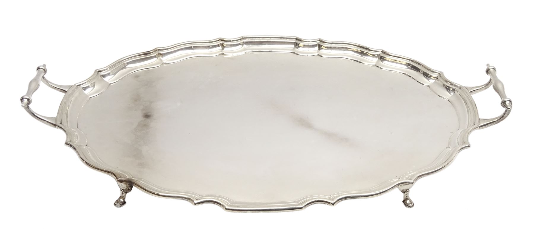 Large early 20th century silver serving tray