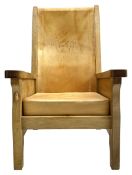 'Mouseman' oak smokers armchair