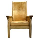 'Mouseman' oak smokers armchair