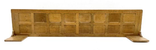 'Oakleafman' panelled adzed oak double 4' 6'' headboard with lamp stands