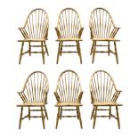 Set six American style Windsor dining chairs