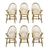 Set six American style Windsor dining chairs