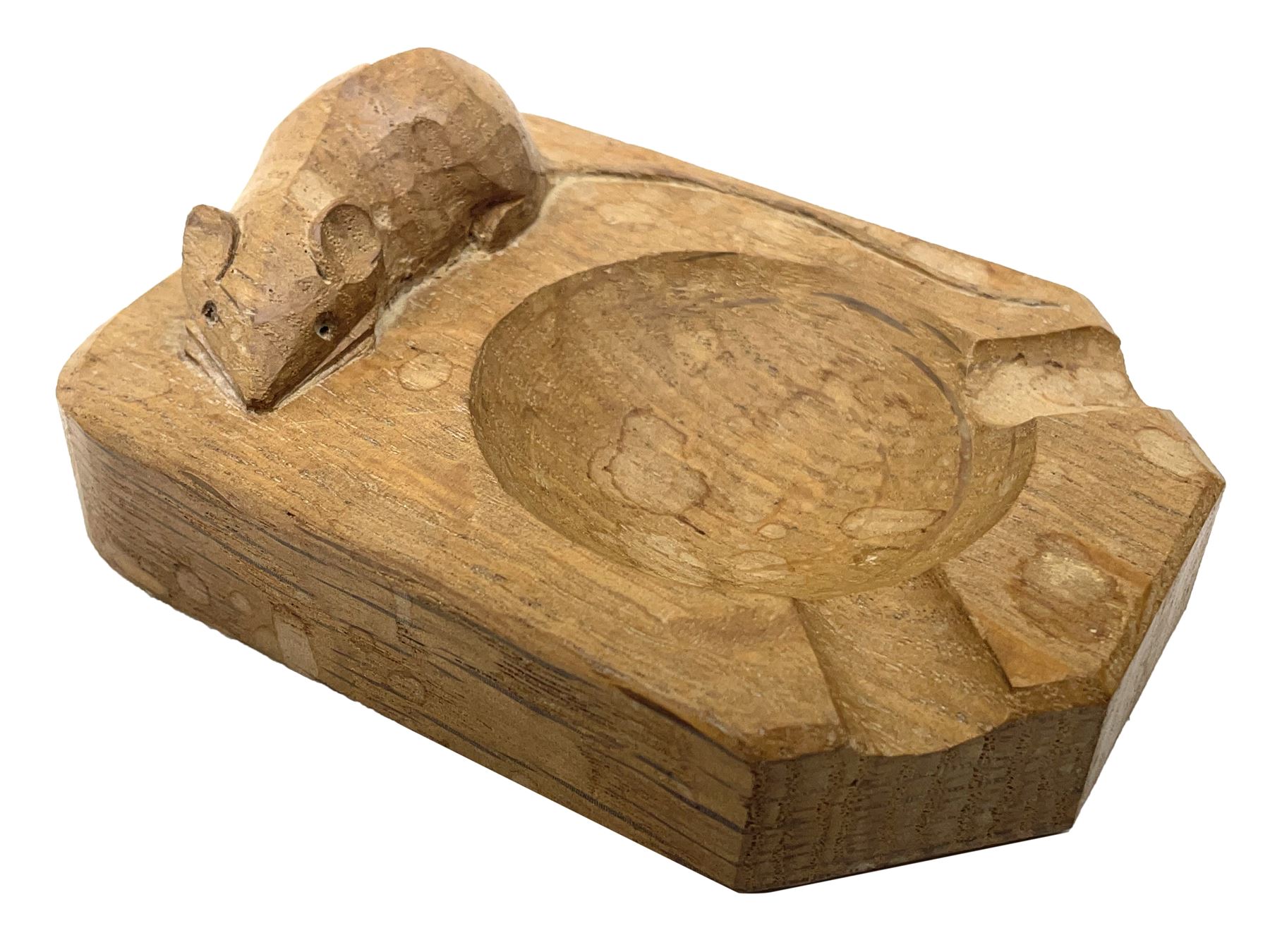 'Mouseman' oak ashtray with carved mouse signature - Image 2 of 2