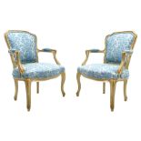 Pair French style bedroom armchairs