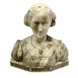 Carved marble bust modelled as a female figure