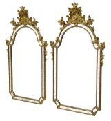 Pair late 20th century gilt Venetian style pier glass mirrors