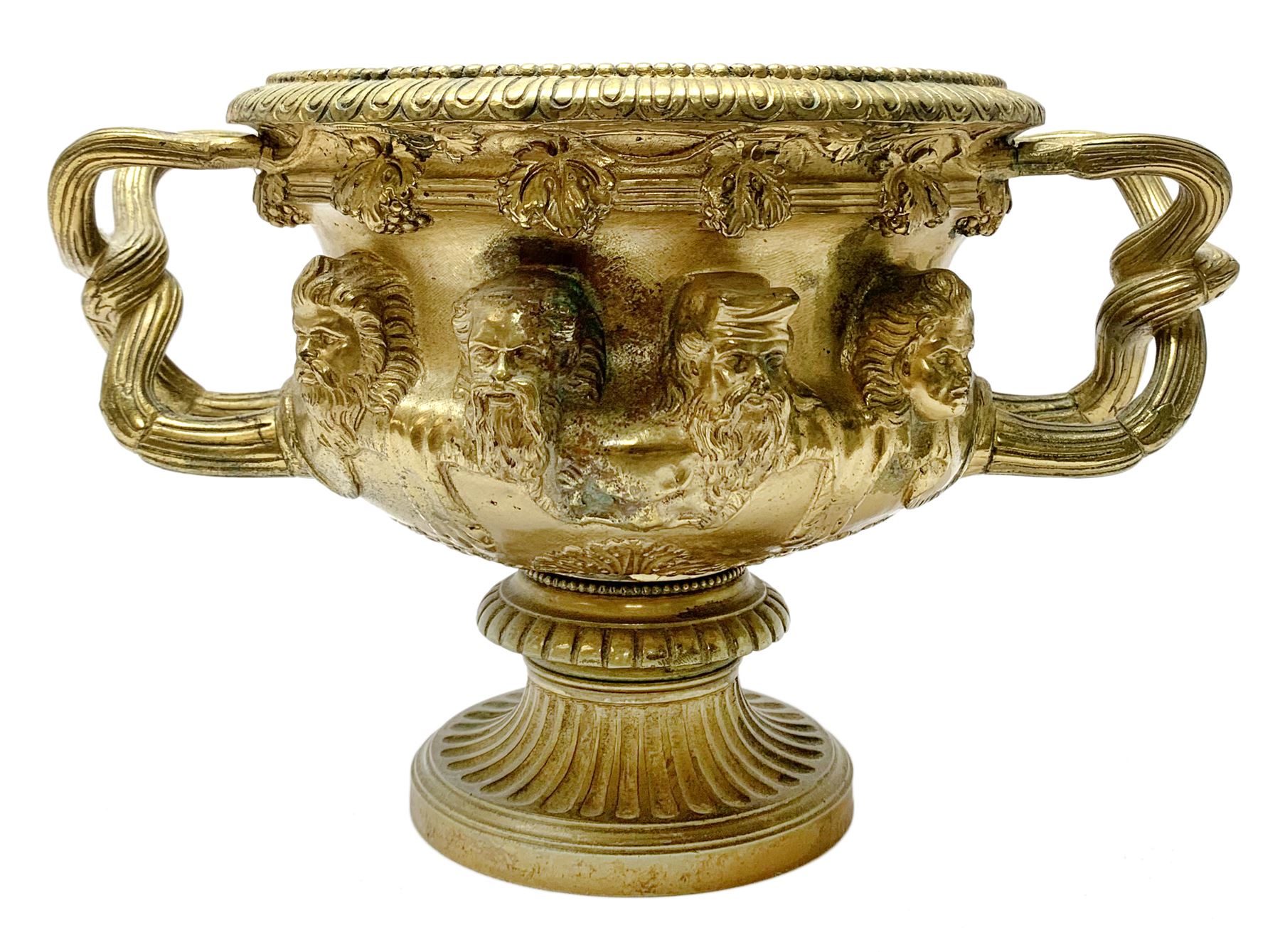 19th century Grand Tour gilt bronze campagna urn or Warwick vase