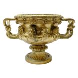 19th century Grand Tour gilt bronze campagna urn or Warwick vase