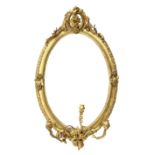 Victorian giltwood and gesso oval girandole mirror