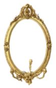 Victorian giltwood and gesso oval girandole mirror