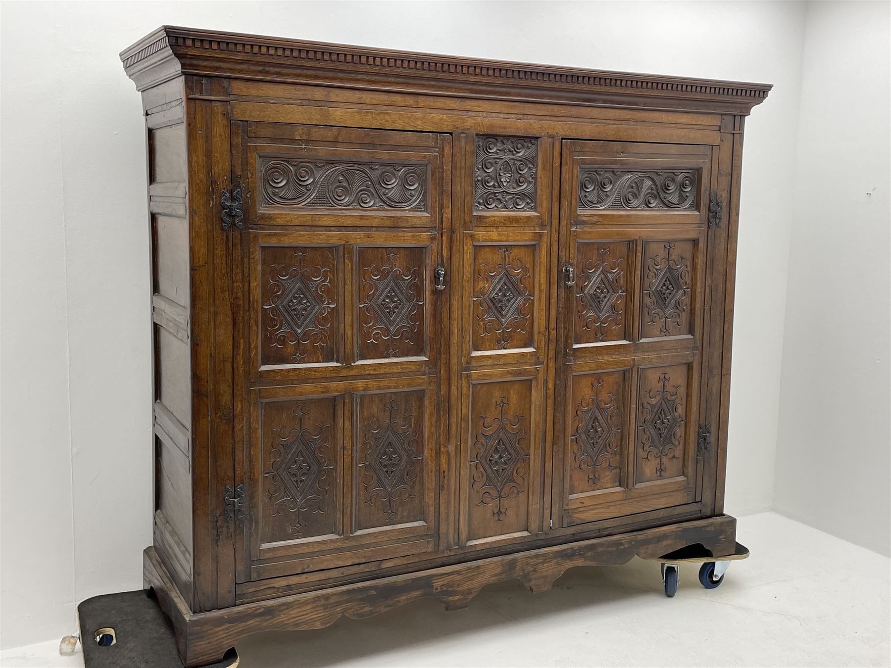 Large 18th century and later oak livery cupboard - Image 2 of 9