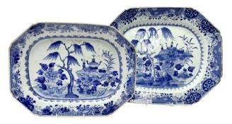 Two late 18th/early 19th century Chinese export blue and white platters