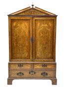 Georgian mahogany Dutch style marquetry press cupboard on chest