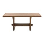 'Acornman' oak bench/occasional table with rectangular adzed top