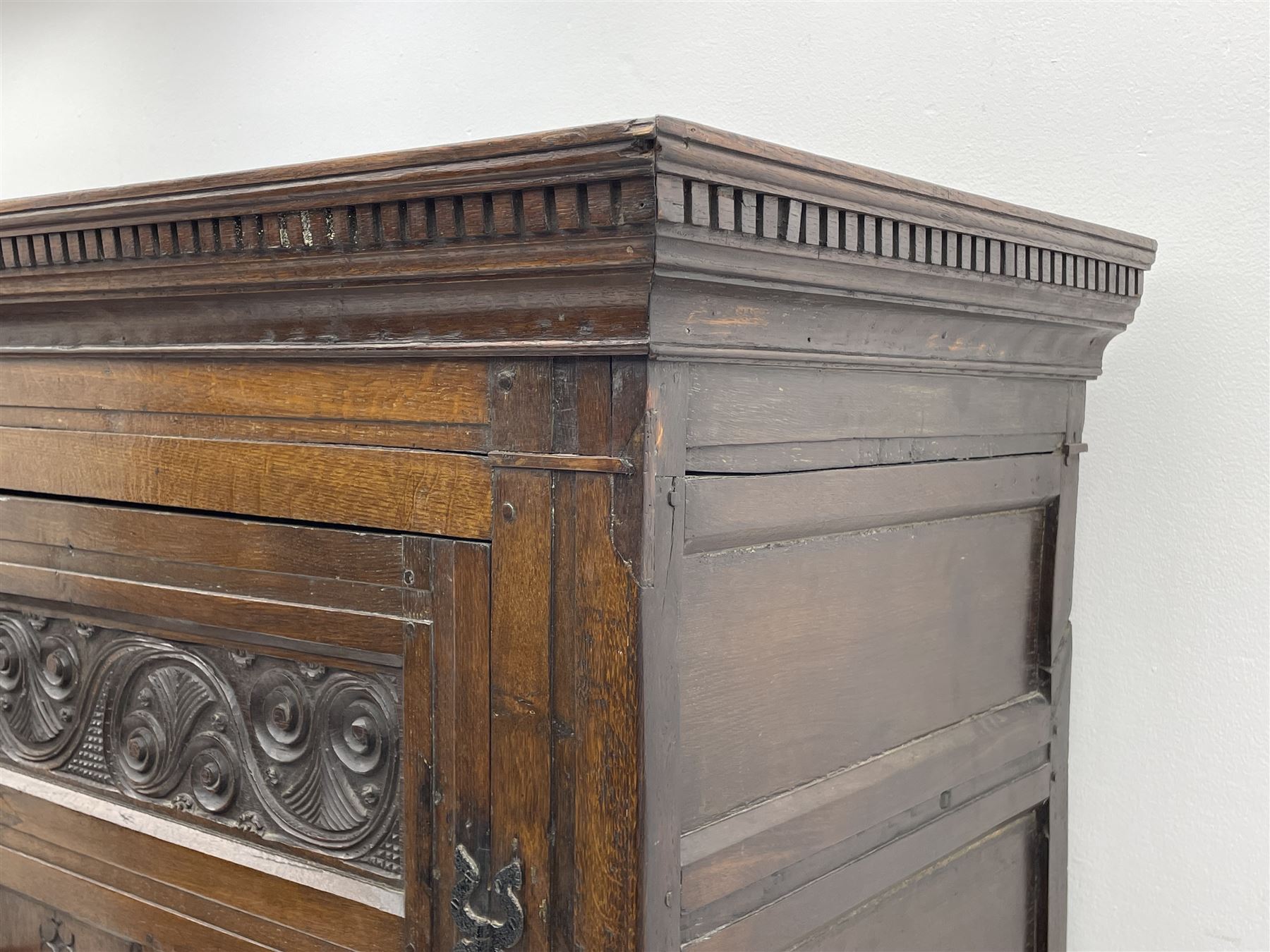 Large 18th century and later oak livery cupboard - Image 8 of 9