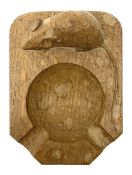 'Mouseman' oak ashtray with carved mouse signature