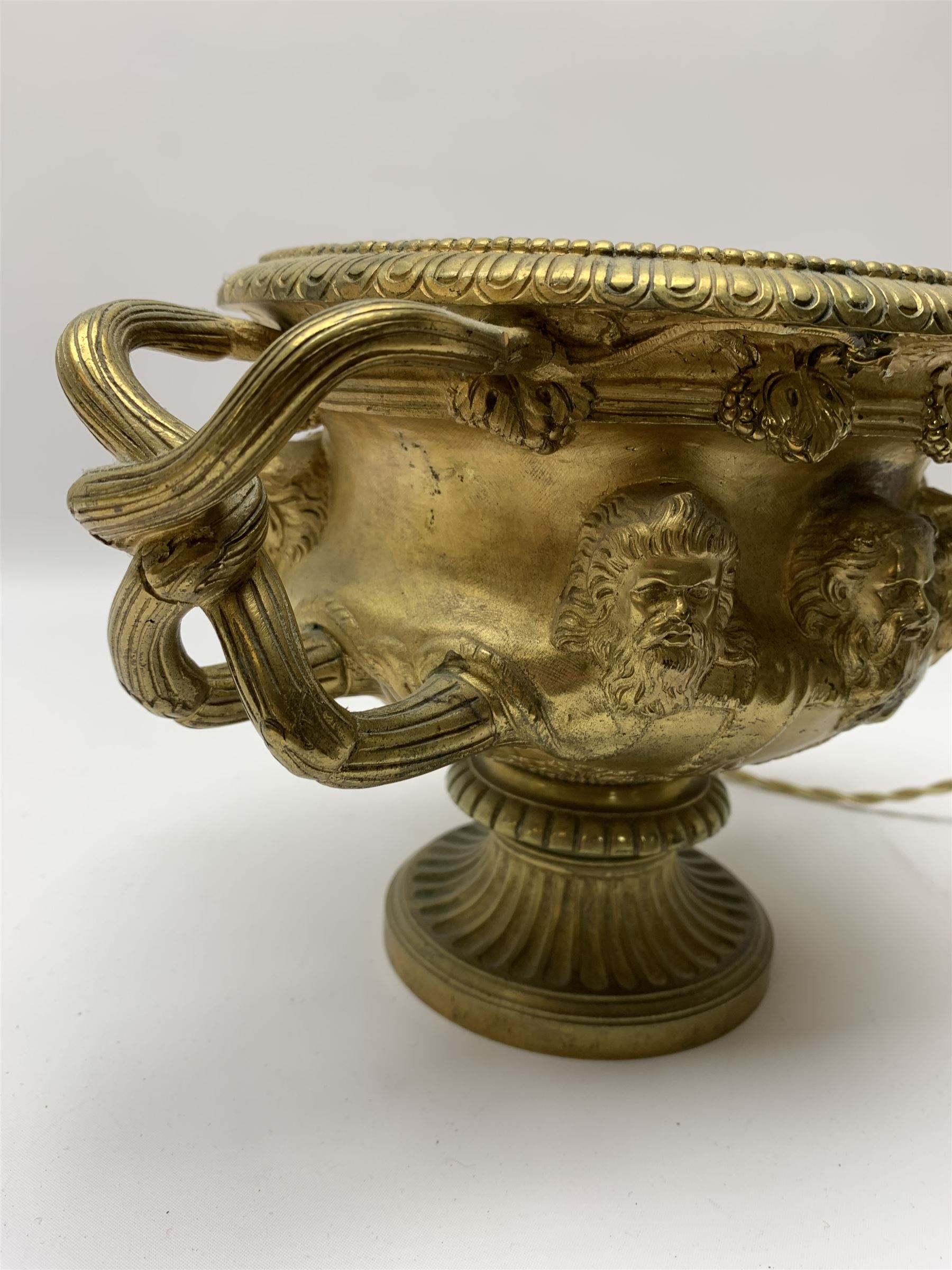 19th century Grand Tour gilt bronze campagna urn or Warwick vase - Image 2 of 9