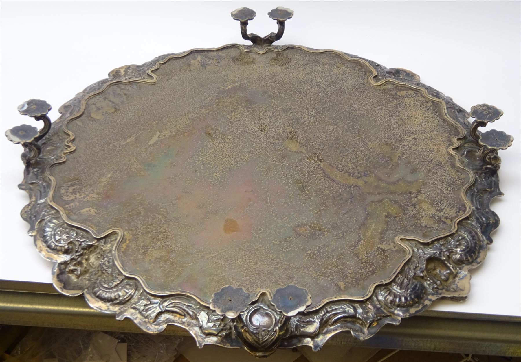 Large and impressive early 20th century Georgian style silver salver - Image 9 of 10