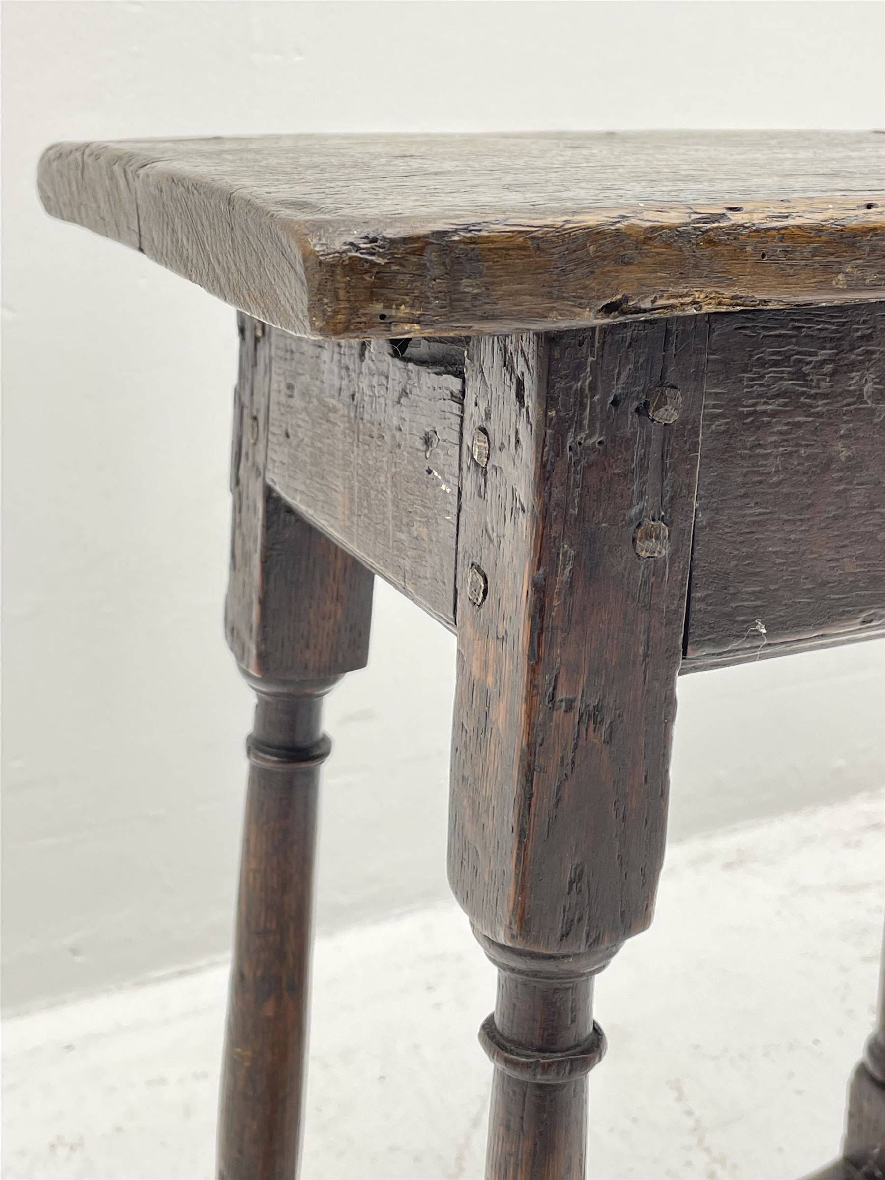 17th century and later oak joined stool - Image 3 of 4