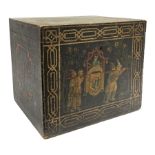 Large early 19th century tea box with chinoiserie decoration