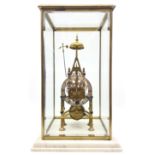 Late 20th century brass Gothic style skeleton clock