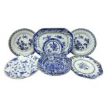 Group of late 18th/early 19th century Chinese export blue and white porcelain