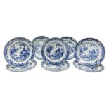 Set of eight late 18th/early 19th century Chinese export blue and white plates