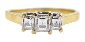 18ct three stone baguette diamond ring