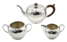 Silver three piece tea set by S W Smith & Co