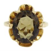 9ct gold oval smokey quartz ring