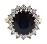 18ct gold sapphire and diamond cluster ring