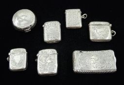 Five Victorian and early 20th century silver vesta cases