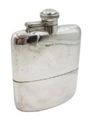 Early 20th century silver hip flask with removable cover cup by James Dixon & Sons Ltd