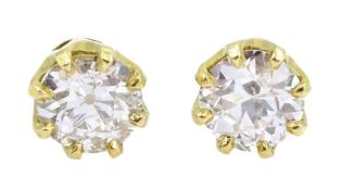 Pair of 18ct gold round brilliant cut diamond stud earrings