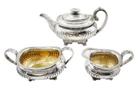 George III three piece silver tea set